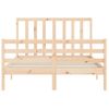 Cama Matrimonial | Cama Para Adultos | Estructura De Cama Con Cabecero Madera Maciza 140x200 Cm Cfw920073