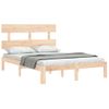 Cama Matrimonial | Cama Para Adultos | Estructura De Cama Con Cabecero Madera Maciza 140x200 Cm Cfw853442