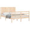 Cama Matrimonial | Cama Para Adultos | Estructura De Cama Con Cabecero Madera Maciza 140x200 Cm Cfw215259