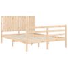 Cama Matrimonial | Cama Para Adultos | Estructura De Cama Con Cabecero Madera Maciza 140x200 Cm Cfw215259