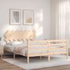 Cama Matrimonial | Cama Para Adultos | Estructura De Cama Con Cabecero Madera Maciza 140x200 Cm Cfw917156