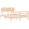 Cama Matrimonial | Cama Para Adultos | Estructura De Cama Con Cabecero Madera Maciza 140x200 Cm Cfw917156