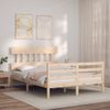 Cama Matrimonial | Cama Para Adultos | Estructura De Cama Con Cabecero Madera Maciza 140x200 Cm Cfw585953