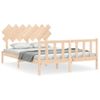 Cama Matrimonial | Cama Para Adultos | Estructura De Cama Con Cabecero Madera Maciza 140x200 Cm Cfw920560