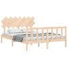 Cama Matrimonial | Cama Para Adultos | Estructura De Cama Con Cabecero Madera Maciza 140x200 Cm Cfw920560