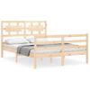 Cama Matrimonial | Cama Para Adultos | Estructura De Cama Con Cabecero Madera Maciza 140x200 Cm Cfw544400