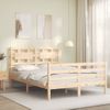 Cama Matrimonial | Cama Para Adultos | Estructura De Cama Con Cabecero Madera Maciza 140x200 Cm Cfw544400