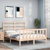 Cama Matrimonial | Cama Para Adultos | Estructura De Cama Con Cabecero Madera Maciza 140x200 Cm Cfw420724