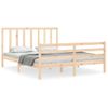 Cama Matrimonial | Cama Para Adultos | Estructura De Cama Con Cabecero Madera Maciza 160x200 Cm Cfw654489