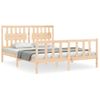 Cama Matrimonial | Cama Para Adultos | Estructura De Cama Con Cabecero Madera Maciza 160x200 Cm Cfw405025