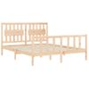 Cama Matrimonial | Cama Para Adultos | Estructura De Cama Con Cabecero Madera Maciza 160x200 Cm Cfw405025