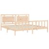 Cama Matrimonial | Cama Para Adultos | Estructura De Cama Con Cabecero Madera Maciza 180x200 Cm Cfw209307