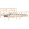 Cama Matrimonial | Cama Para Adultos | Estructura De Cama Con Cabecero Madera Maciza 200x200 Cm Cfw643556