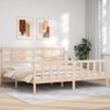 Cama Matrimonial | Cama Para Adultos | Estructura De Cama Con Cabecero Madera Maciza 200x200 Cm Cfw643556