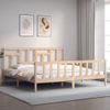 Cama Matrimonial | Cama Para Adultos | Estructura De Cama Con Cabecero Madera Maciza 200x200 Cm Cfw195522