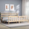 Cama Matrimonial | Cama Para Adultos | Estructura De Cama Con Cabecero Madera Maciza 200x200 Cm Cfw327325