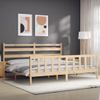 Cama Matrimonial | Cama Para Adultos | Estructura De Cama Con Cabecero Madera Maciza 200x200 Cm Cfw327325