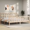 Cama Matrimonial | Cama Para Adultos | Estructura De Cama Con Cabecero Madera Maciza 200x200 Cm Cfw905187