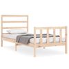 Cama Individual | Cama Para Adultos | Estructura De Cama Con Cabecero Madera Maciza 90x190 Cm Cfw914266