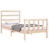 Cama Individual | Cama Para Adultos | Estructura De Cama Con Cabecero Madera Maciza 90x190 Cm Cfw914266