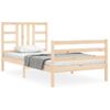 Cama Individual | Cama Para Adultos | Estructura De Cama Con Cabecero Madera Maciza 90x200 Cm Cfw865501