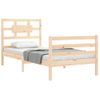 Cama Individual | Cama Para Adultos | Estructura De Cama Con Cabecero Madera Maciza 90x200 Cm Cfw805602