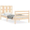 Cama Individual | Cama Para Adultos | Estructura De Cama Con Cabecero Madera Maciza 90x200 Cm Cfw300393