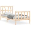 Cama Individual | Cama Para Adultos | Estructura De Cama Con Cabecero Madera Maciza 90x200 Cm Cfw401218