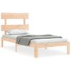 Cama Individual | Cama Para Adultos | Estructura De Cama Con Cabecero Madera Maciza 90x200 Cm Cfw431785