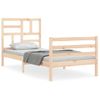 Cama Individual | Cama Para Adultos | Estructura De Cama Con Cabecero Madera Maciza 90x200 Cm Cfw441860