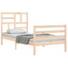 Cama Individual | Cama Para Adultos | Estructura De Cama Con Cabecero Madera Maciza 90x200 Cm Cfw441860