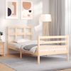 Cama Individual | Cama Para Adultos | Estructura De Cama Con Cabecero Madera Maciza 90x200 Cm Cfw513876