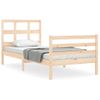 Cama Individual | Cama Para Adultos | Estructura De Cama Con Cabecero Madera Maciza 90x200 Cm Cfw513876