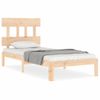 Cama Individual | Cama Para Adultos | Estructura De Cama Con Cabecero Madera Maciza 90x200 Cm Cfw818228