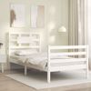 Cama Individual | Cama Para Adultos | Estructura De Cama Con Cabecero Madera Maciza Blanco Cfw894255