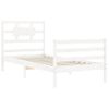 Cama Individual | Cama Para Adultos | Estructura De Cama Con Cabecero Madera Maciza Blanco Cfw894255