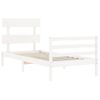 Cama Individual | Cama Para Adultos | Estructura De Cama Con Cabecero Madera Maciza Blanco Cfw732282