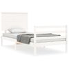 Cama Individual | Cama Para Adultos | Estructura De Cama Con Cabecero Madera Maciza Blanco Cfw870854