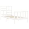 Cama Individual | Cama Para Adultos | Estructura De Cama Con Cabecero Madera Maciza Blanco Cfw293452