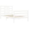 Cama Individual | Cama Para Adultos | Estructura De Cama Con Cabecero Madera Maciza Blanco Cfw944354