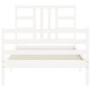 Cama Individual | Cama Para Adultos | Estructura De Cama Con Cabecero Madera Maciza Blanco Cfw944354