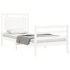 Cama Individual | Cama Para Adultos | Estructura De Cama Con Cabecero Madera Maciza Blanco Cfw185480