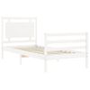 Cama Individual | Cama Para Adultos | Estructura De Cama Con Cabecero Madera Maciza Blanco Cfw185480