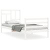 Cama Individual | Cama Para Adultos | Estructura De Cama Con Cabecero Madera Maciza Blanco Cfw187098