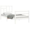 Cama Individual | Cama Para Adultos | Estructura De Cama Con Cabecero Madera Maciza Blanco Cfw187098