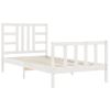 Cama Individual | Cama Para Adultos | Estructura De Cama Con Cabecero Madera Maciza Blanco 100x200 Cm Cfw993736