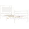 Cama Individual | Cama Para Adultos | Estructura De Cama Con Cabecero Madera Maciza Blanco 100x200 Cm Cfw678384