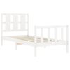 Cama Individual | Cama Para Adultos | Estructura De Cama Con Cabecero Madera Maciza Blanco 100x200 Cm Cfw943034