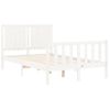 Cama Matrimonial | Cama Para Adultos | Estructura De Cama Con Cabecero Madera Maciza Blanco 120x200 Cm Cfw594080