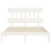 Cama Matrimonial | Cama Para Adultos | Estructura De Cama Con Cabecero Madera Maciza Blanco 120x200 Cm Cfw845987